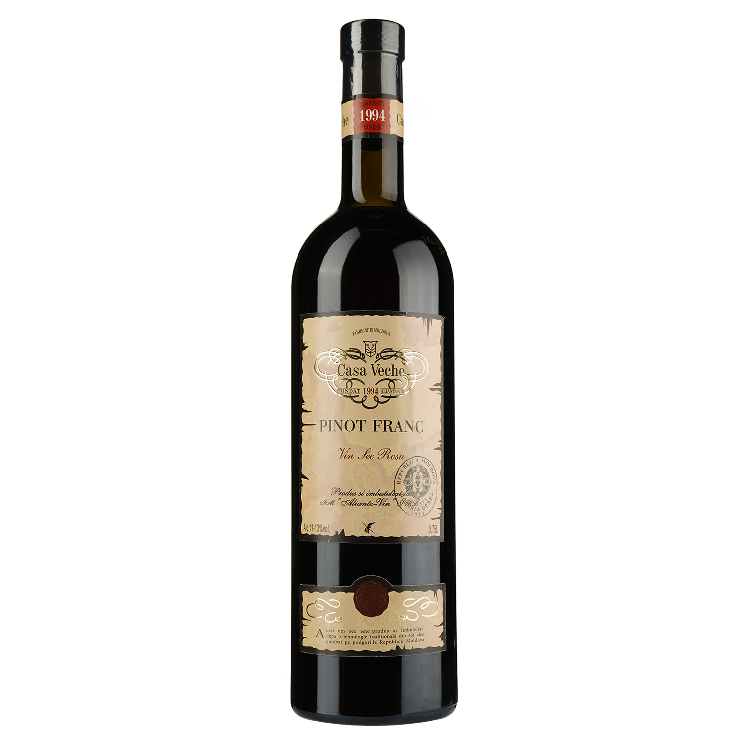 Вино Alianta vin Casa Veche Pinot Franc, красное, сухое, 11-13%, 0,75 л - фото 1