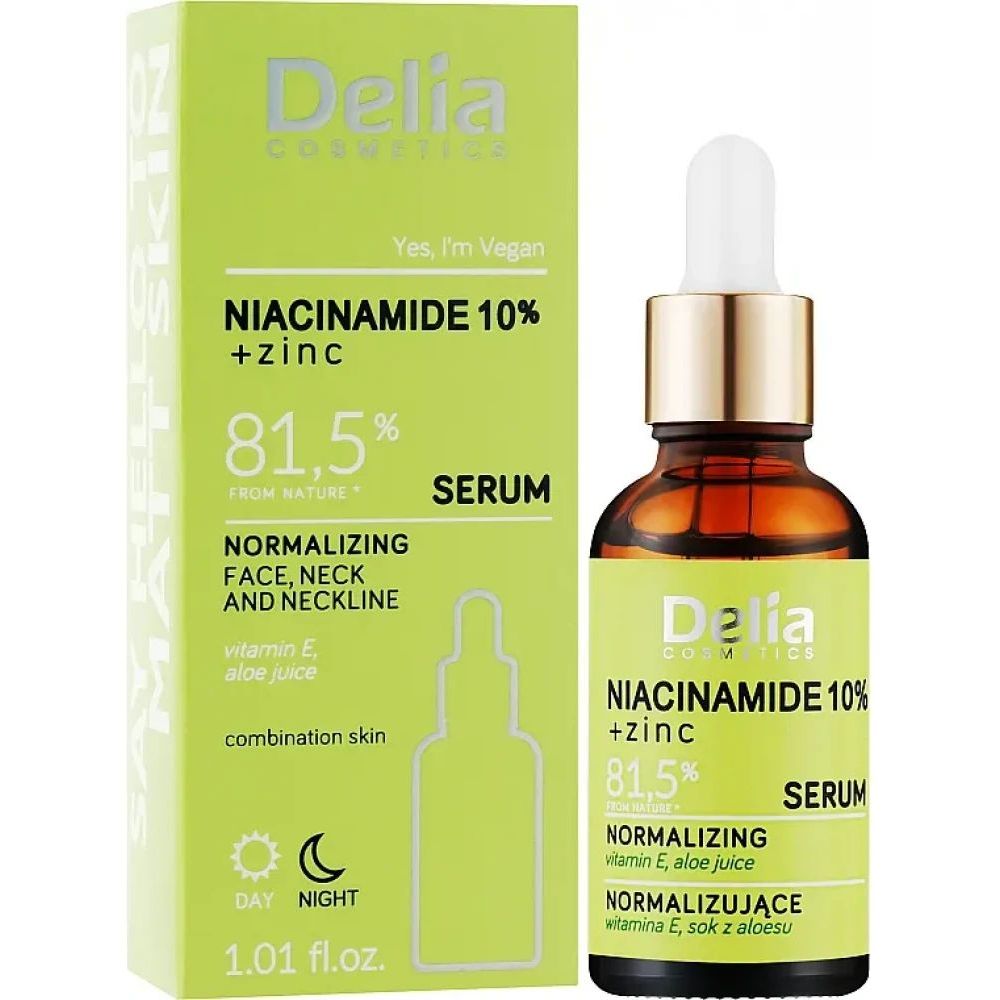 Увлажняющая сыворотка для лица, шеи и зоны декольте Delia Cosmetics Serum с ниацинамидом и цинком 30 мл - фото 1