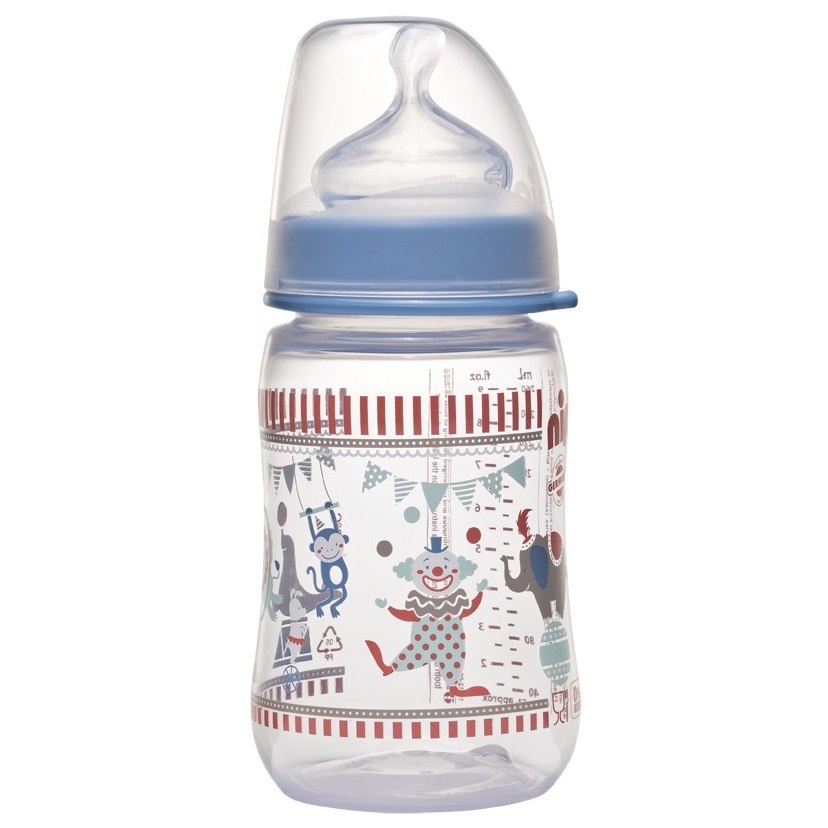 Пляшечка для годування Nip PP, з широкою горловиною, соска з широкою шийкою, 260 мл, голубой (35041) - фото 1