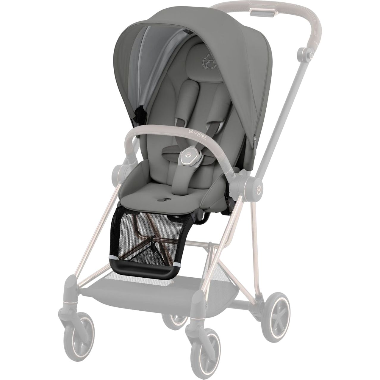 Люлька Cybex Mios Lux Soho Grey + Текстиль для прогулочного блока Cybex Mios Soho Grey + Шасси для коляски Cybex Mios LS RBA Chrome Brown - фото 9