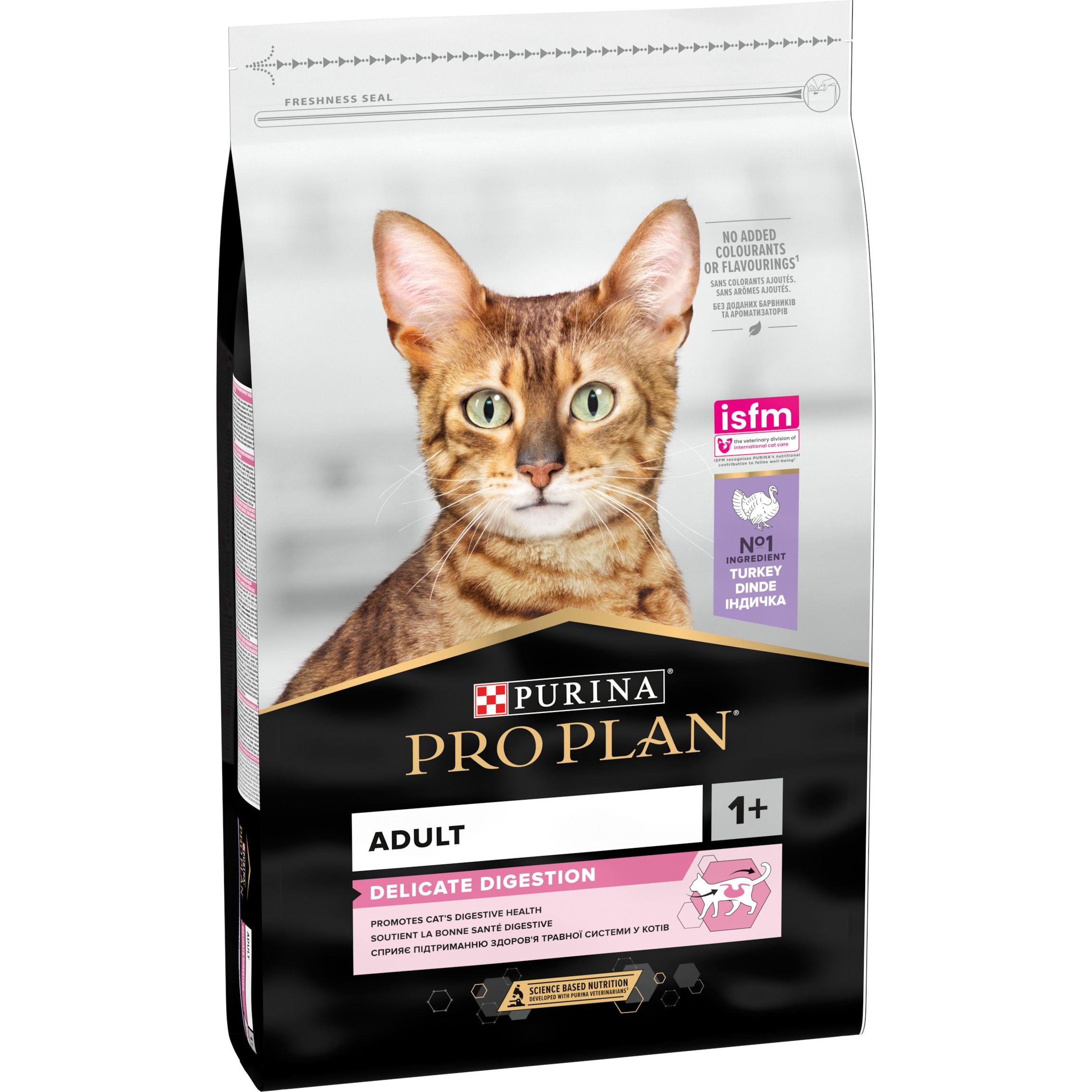 Сухой корм для взрослых кошек с чувствительным пищеварением Purina Pro Plan Adult 1+ Delicate Digestion, с индейкой, 10 кг (12434342) - фото 2