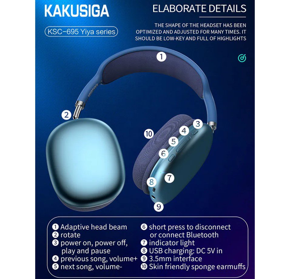 Бездротові навушники iKAKU KSC-695 YIYA Blue - фото 4
