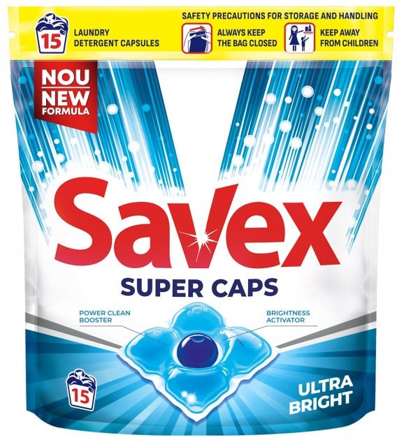 Капсули для прання Savex Super Caps Ultra Bright, 15 шт. (75842) - фото 1