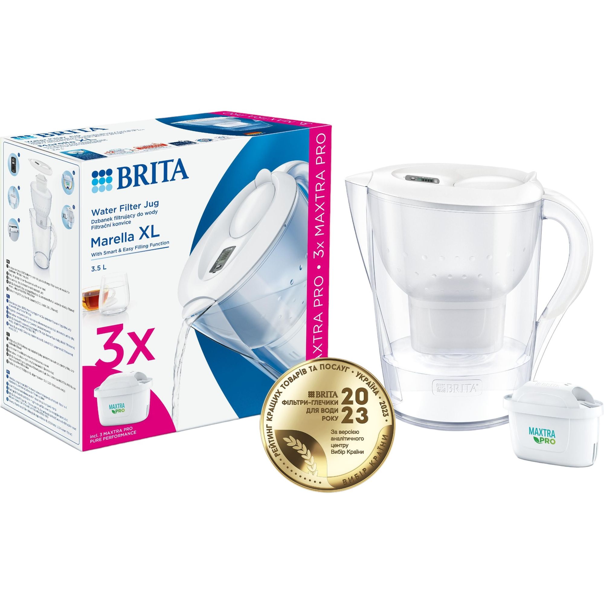 Фильтр-кувшин Brita Marella XL MXpro белый + 3 картриджа (1052782) - фото 3