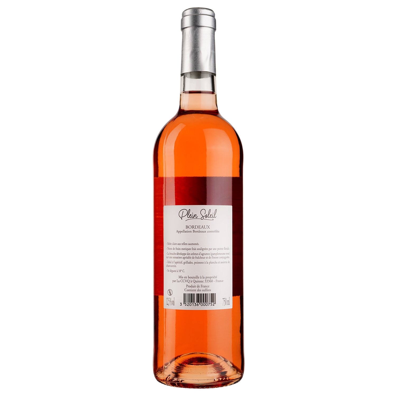Вино Plein Soleil Bordeaux AOP, розовое, сухое, 0,75 л - фото 2