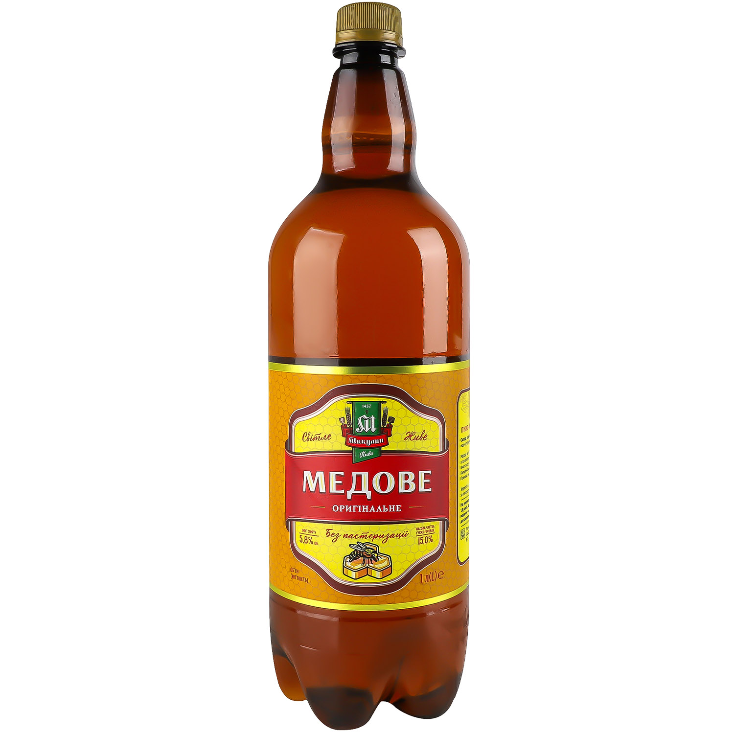 Пиво Микулин Медове оригинальное живое светлое 5.8% 1л - фото 1