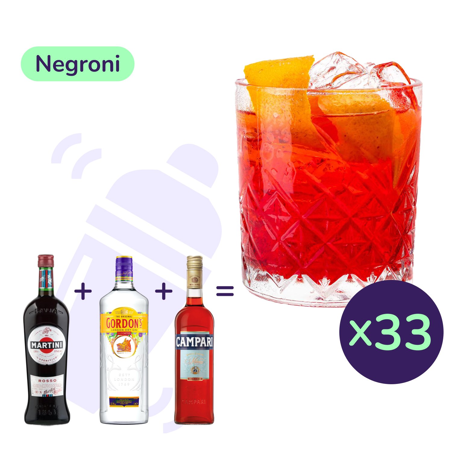 Коктейль Negroni (набор ингредиентов) х33 на основе Martini - фото 1