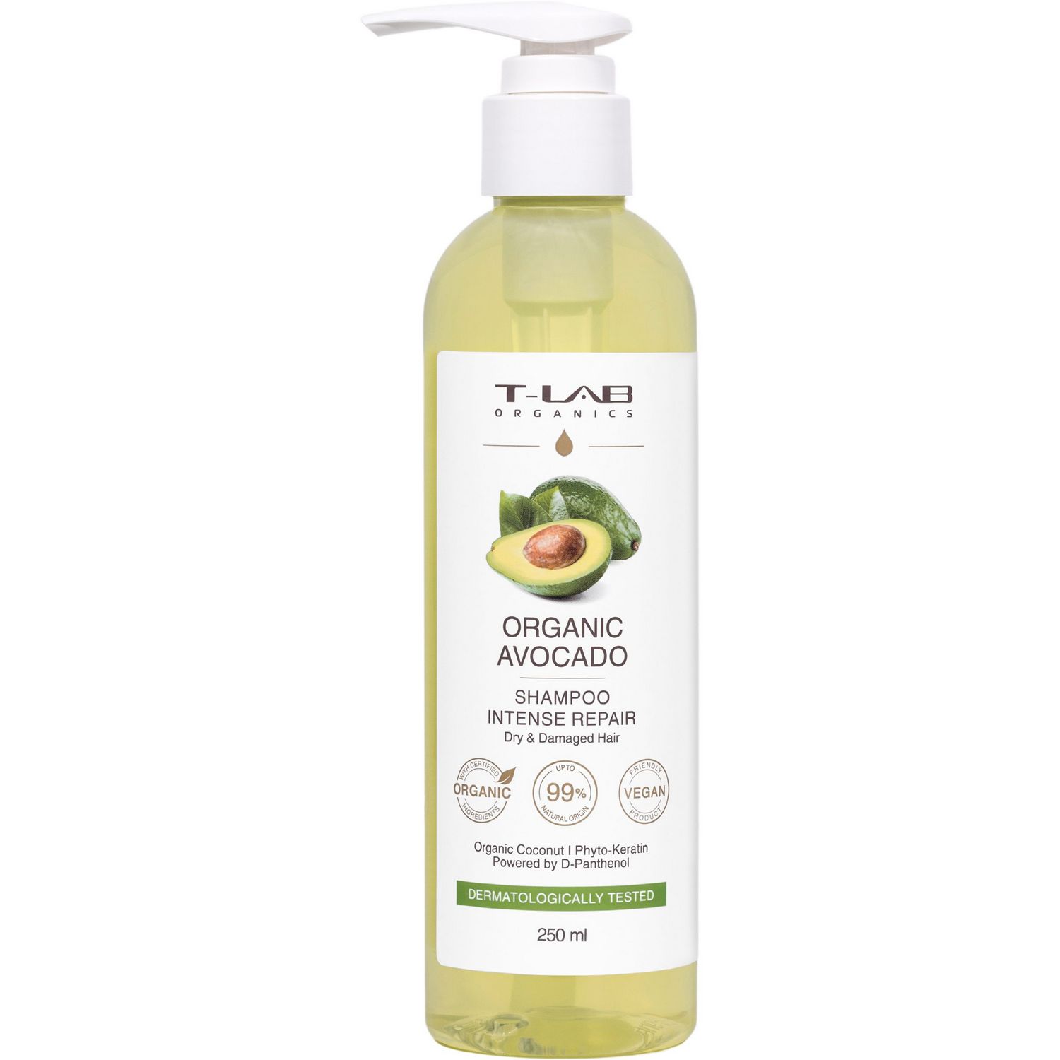 Шампунь T-LAB Organics Organic Avocado Intense Repair для сухого та пошкодженого волосся, 250 мл - фото 1