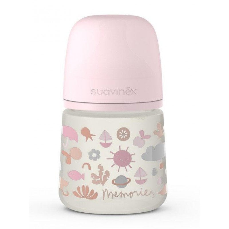 Пляшечка для годування Suavinex Memories Історії малюків, 150 мл, рожевий (307108) - фото 1
