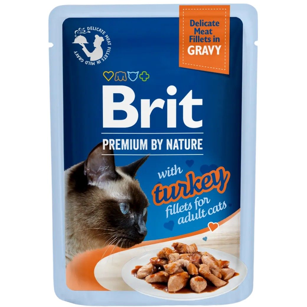 Влажный корм для кошек Brit Premium Delicate Fillets in Gravy Turkey филе в соусе индейка 85 г - фото 1