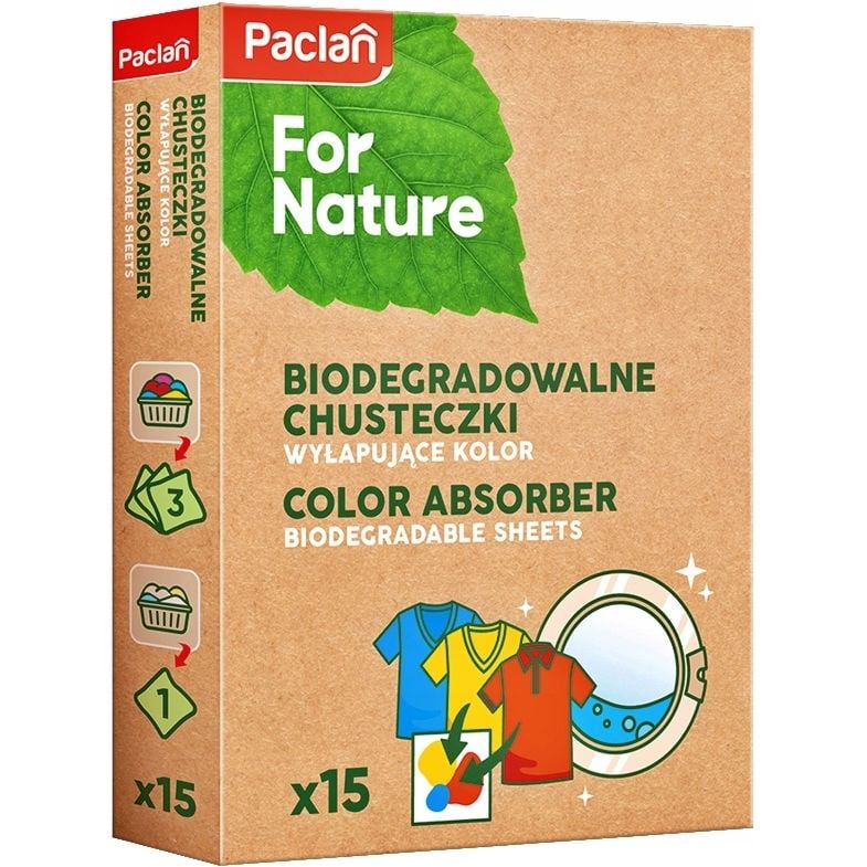 Салфетки Paclan For Nature Color Absorber, для предотвращения покраски белья во время стирки, 15 шт. - фото 1