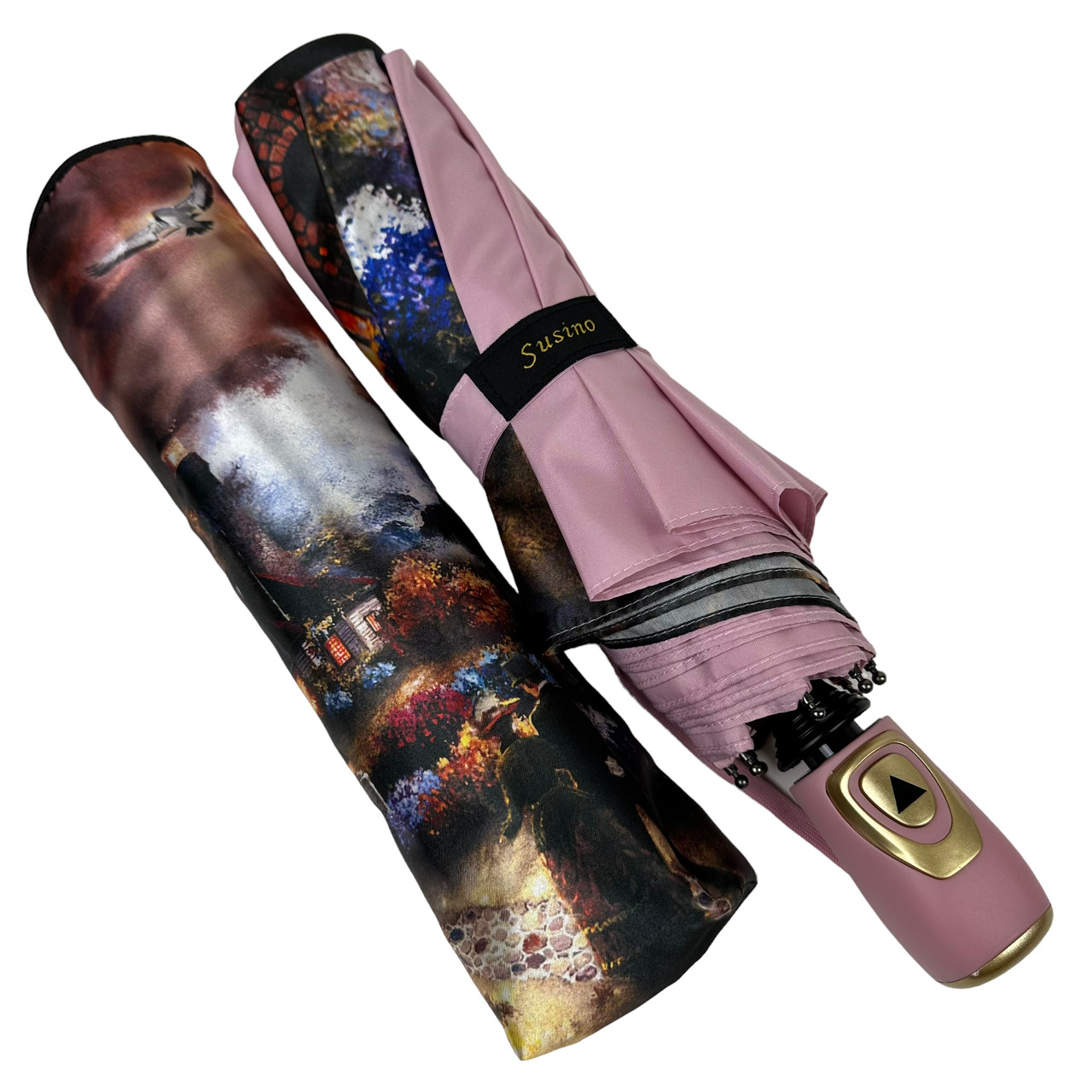 Женский складной зонтик полуавтомат Susino 96 см пудровый - фото 2