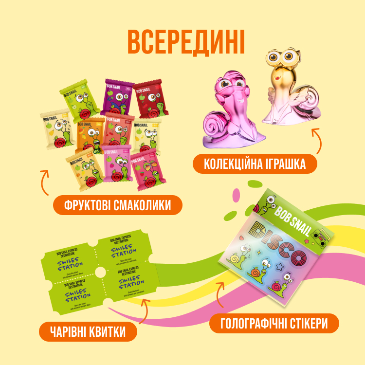 Набір солодощів Bob Snail Snack Track з іграшкою та стікером - фото 4