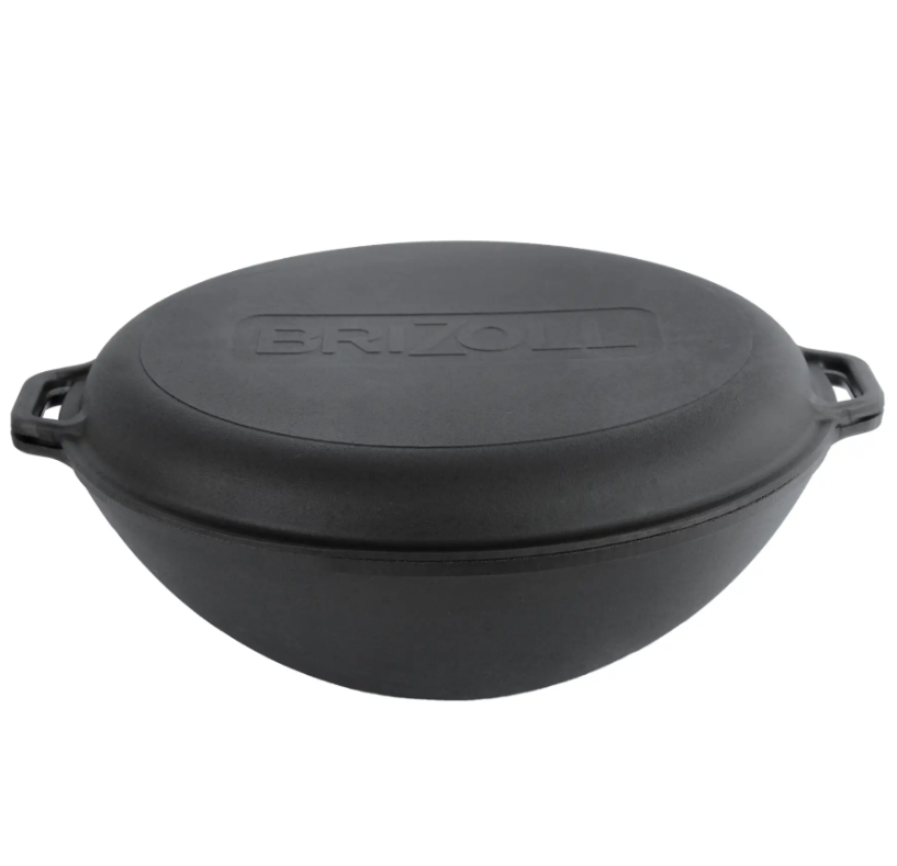 Сковорода Brizoll Wok чавунна з кришкою-сковородою, 36 см (W36-2) - фото 1