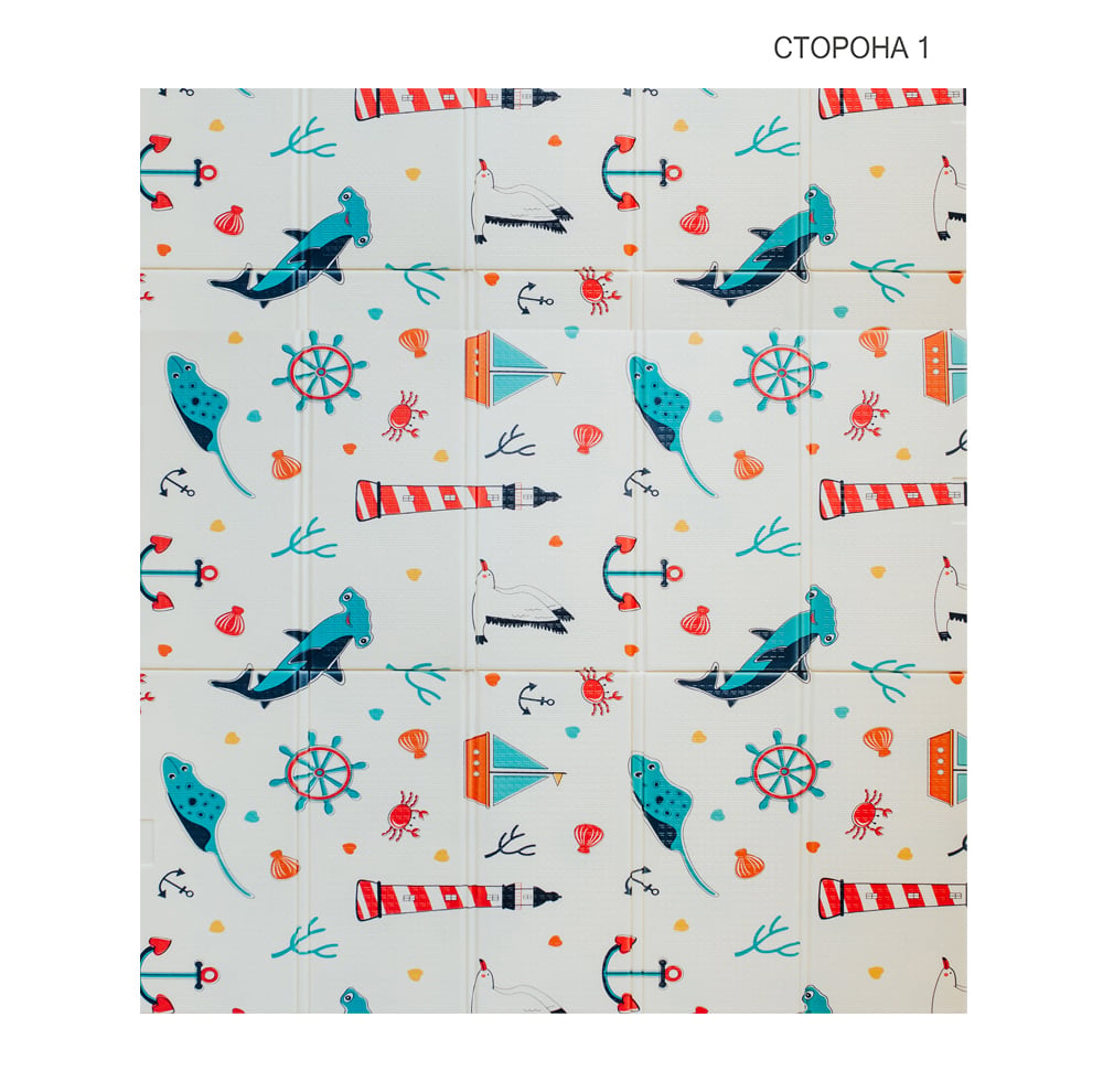 Дитячий двосторонній складаний килимок Poppet Морський сезон і Зимові сови, 200x180 см (PP007-200) - фото 2