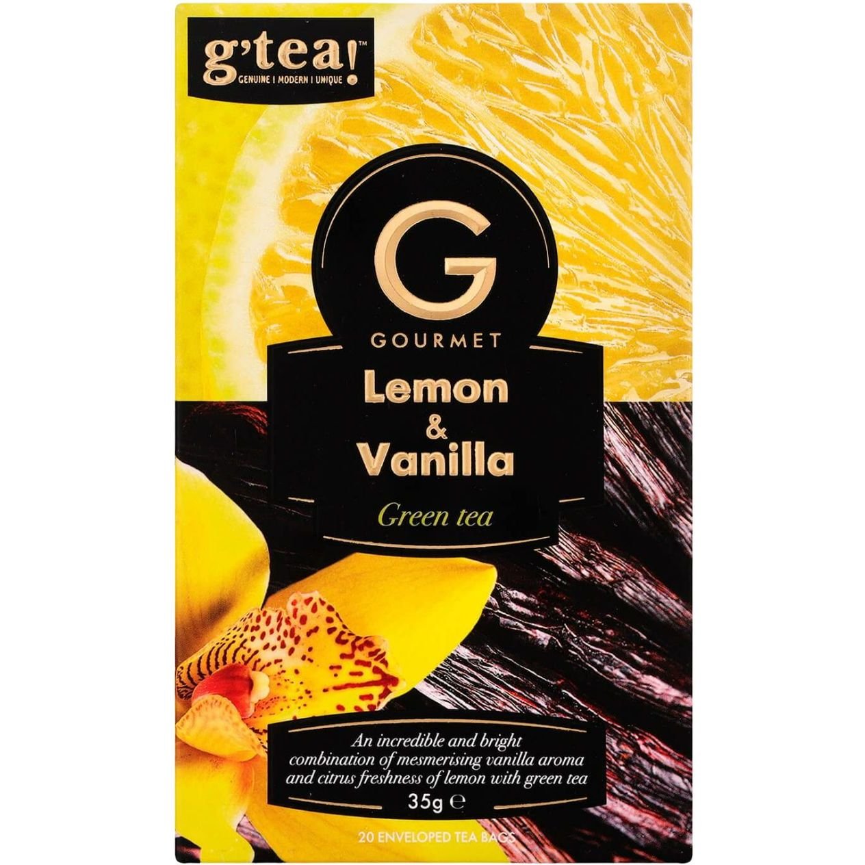 Чай зелений G`tea! Gourmet лимон і ваніль, 35 г (20 шт. по 1,75 г) (842104) - фото 1