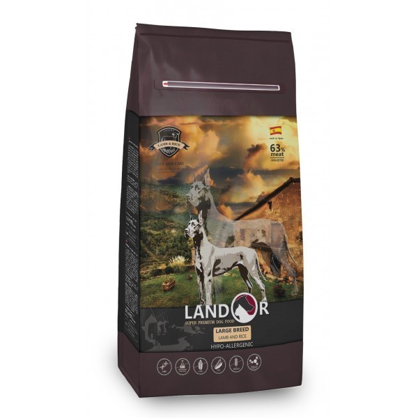 Сухий корм для собак великої породи Landor, ягня з рисом, 15 кг - фото 1