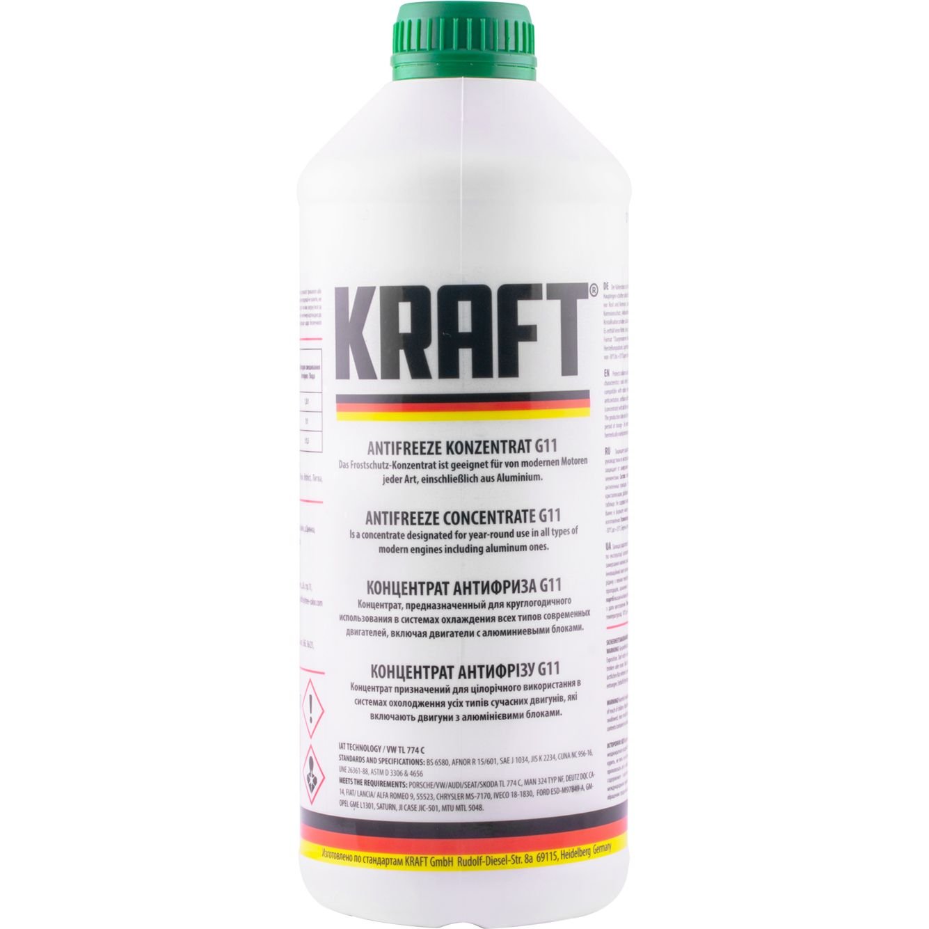 Концентрат антифриза Kraft G11, 1.5 л зеленый - фото 1