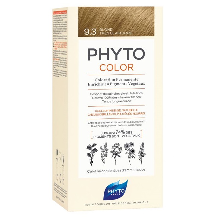 Крем-фарба для волосся Phyto Phytocolor, відтінок 9.3 (золотистий блонд), 112 мл (PH10104) - фото 1