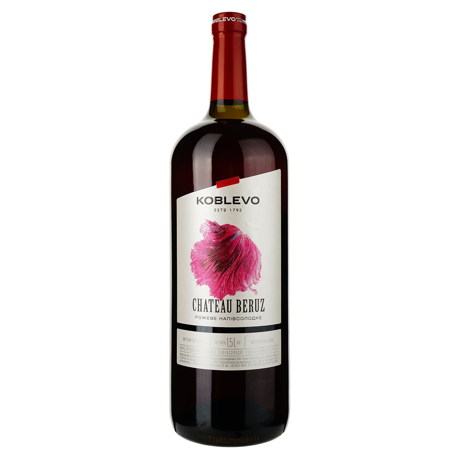 Вино Коблево Бордо Шато Беруз, рожеве, напівсолодке, 1,5 л - фото 1