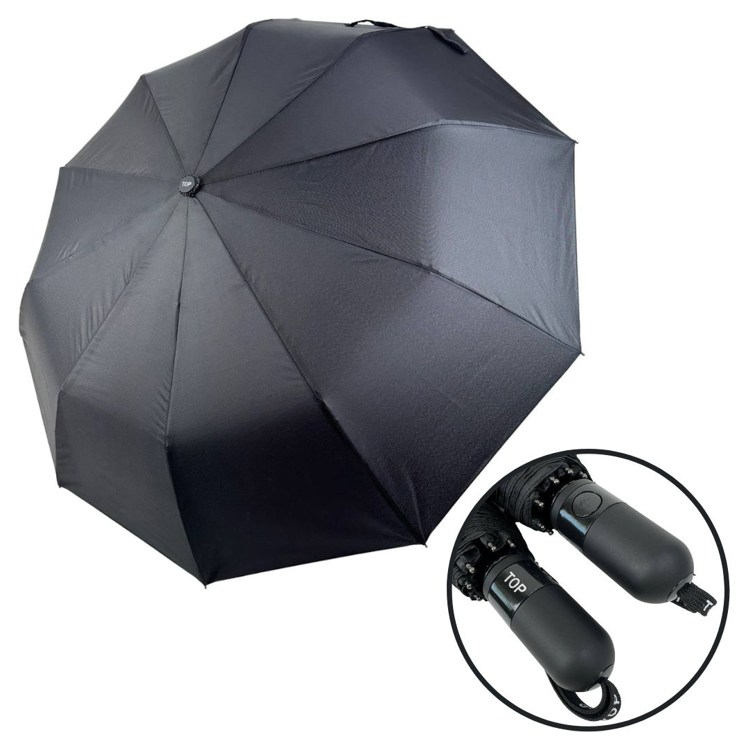 Мужской складной зонтик полуавтомат Toprain 98 см черный - фото 3