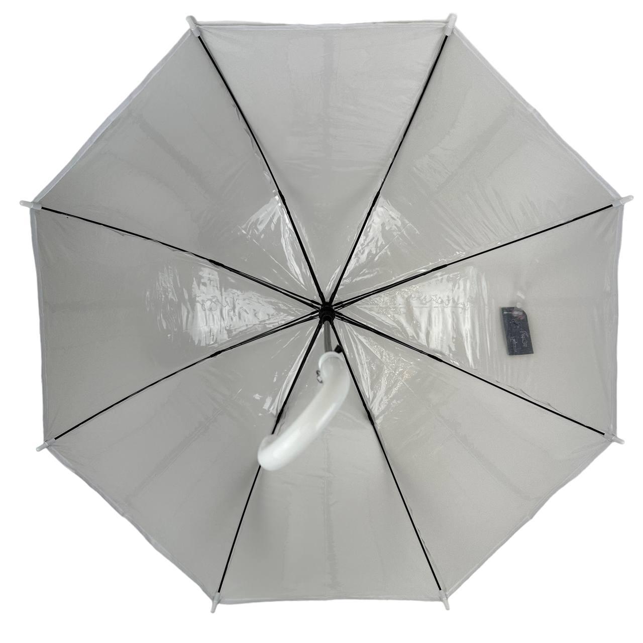 Жіноча парасолька-палиця напівавтомат Fiaba 75 см біла - фото 5