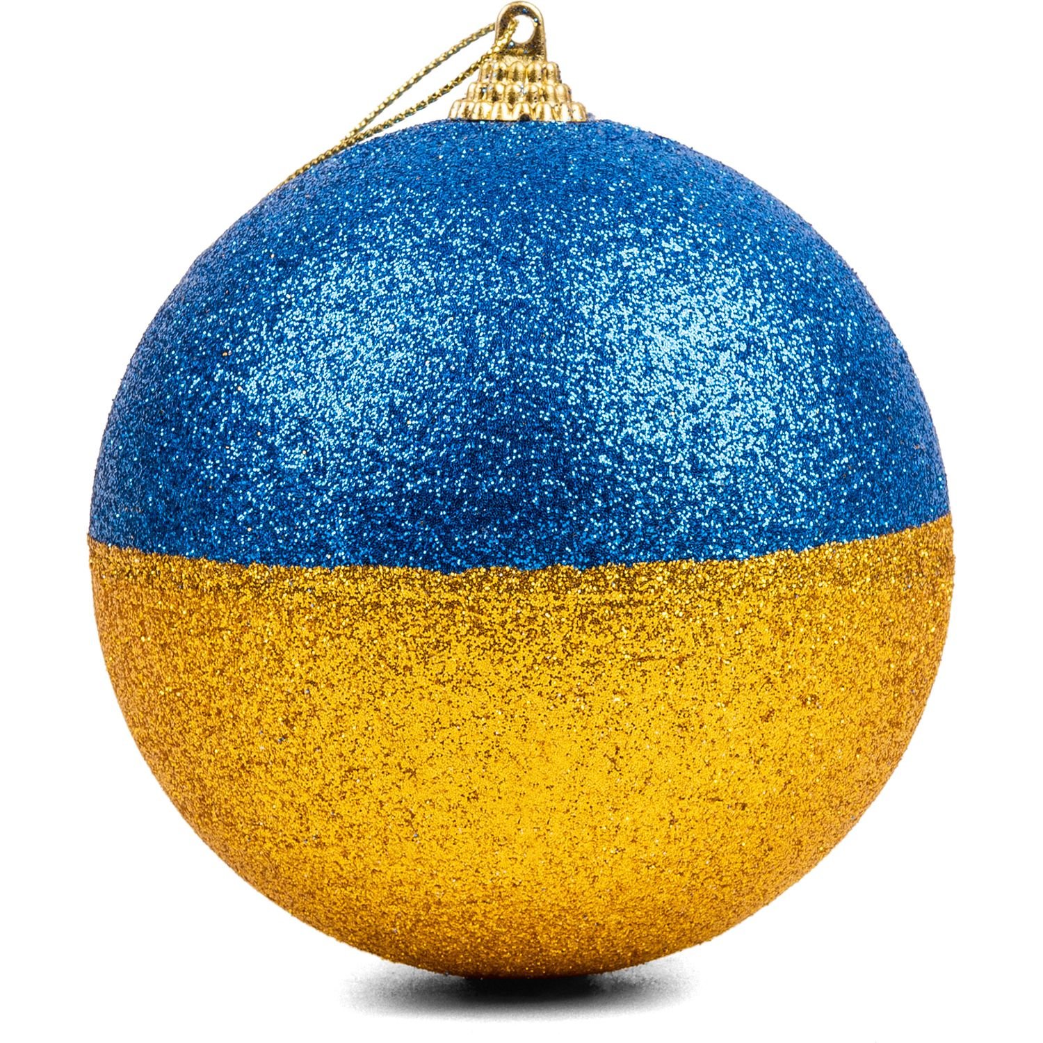 Куля новорічна Novogod'ko 12 см жовто-блакитна (974891) - фото 1