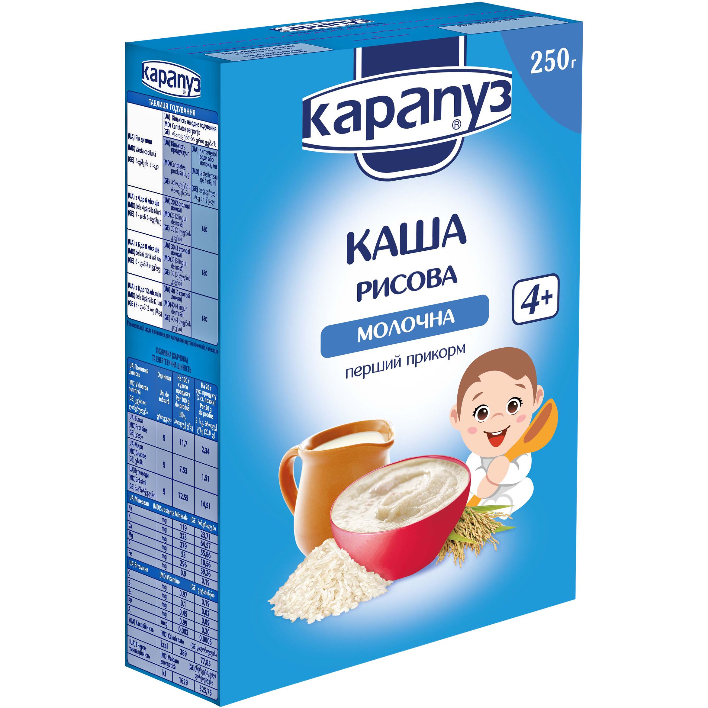 Молочна каша Карапуз Рисова 250 г - фото 1