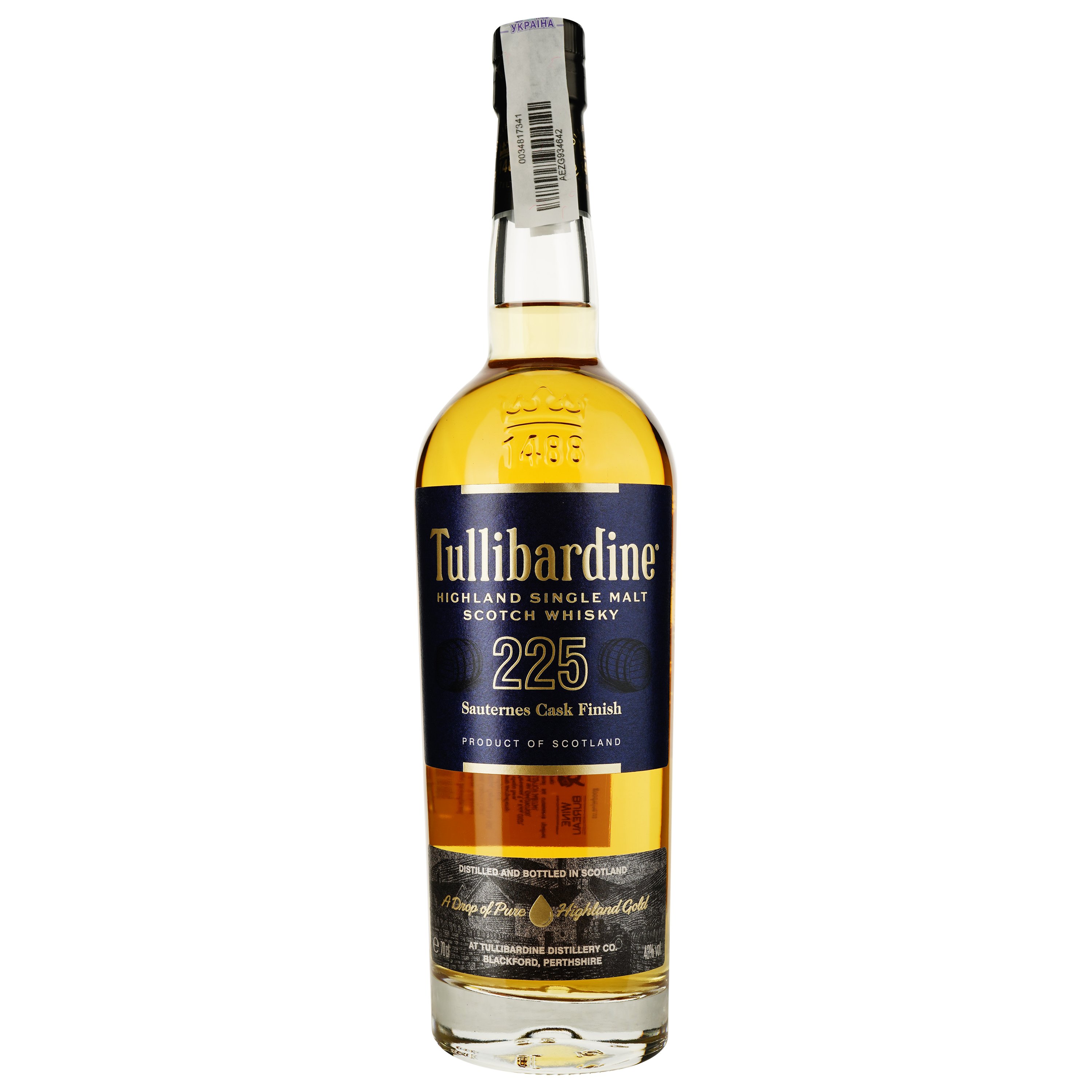 Виски Tullibardine Sauternes Finish 225 Single Malt Scotch Whisky 43% 0.7 л - фото 2