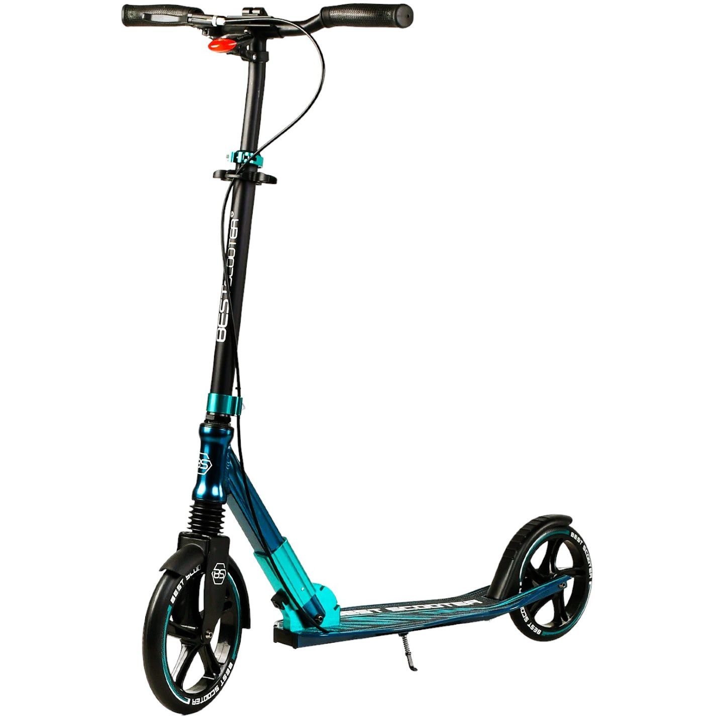 Самокат Best Scooter складной От 3 до 16 лет Черно-бирюзовый 000231301 - фото 1