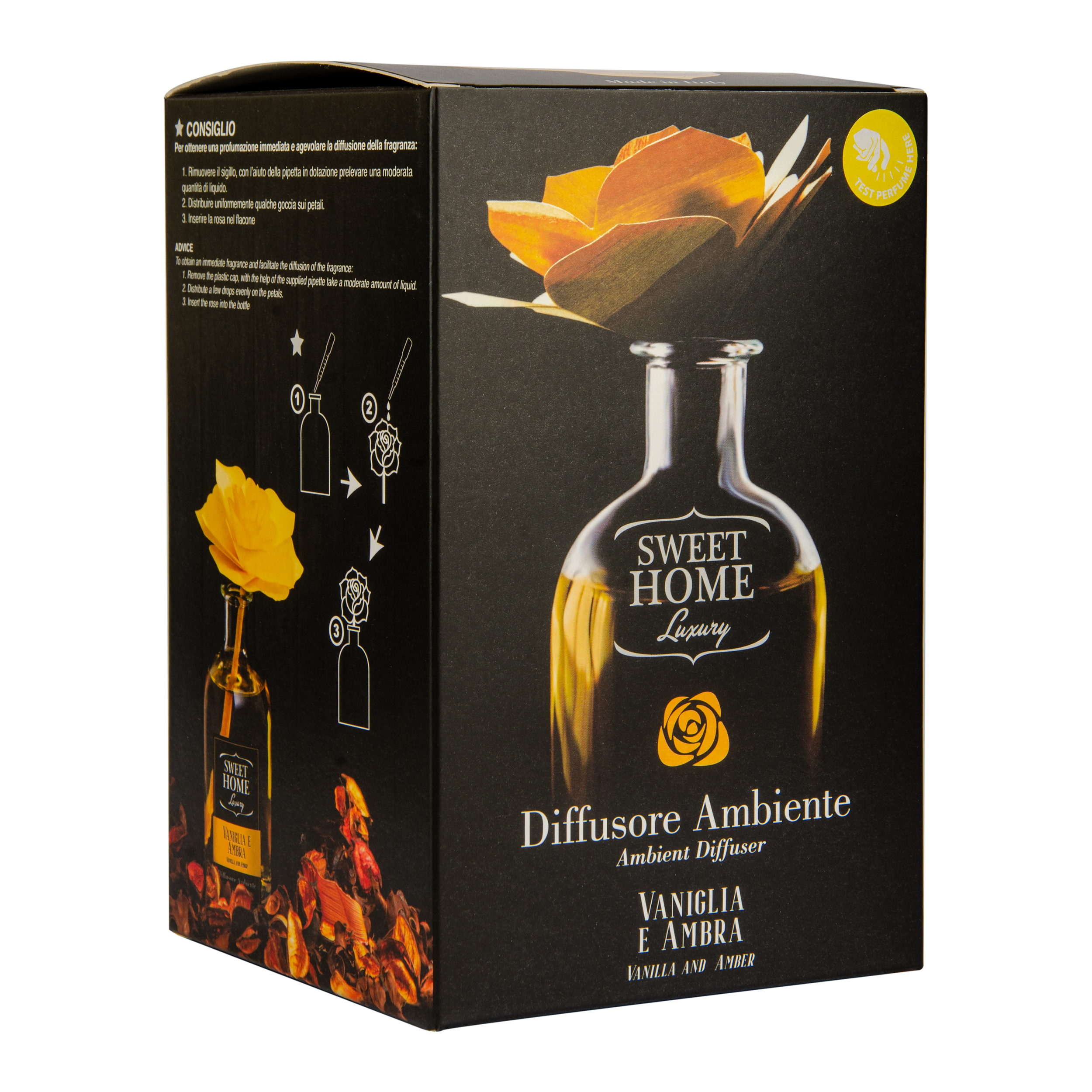 Аромадифузор Sweet Home Luxury Ваніль та бурштин з жовтою трояндою, 250 мл (SACLRYe250) - фото 2
