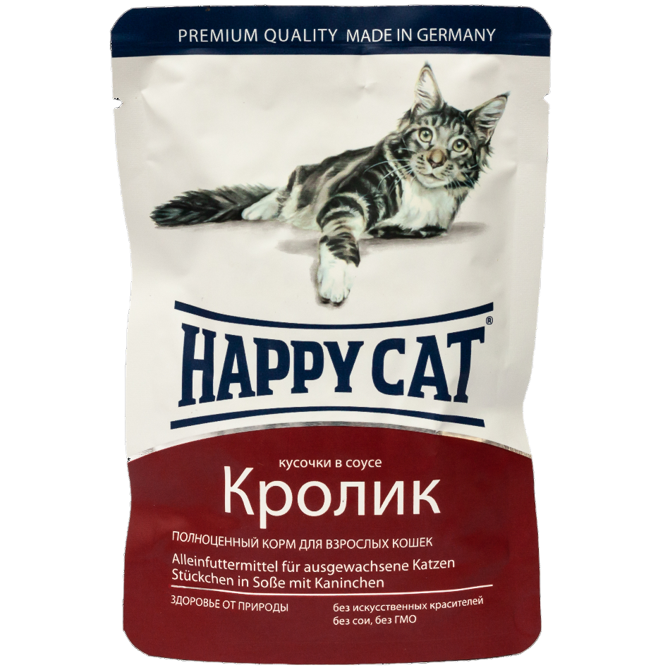 Вологий корм для дорослих котів Happy Cat Kaninchen in Sosse, шматочки в соусі, з кроликом, 100 г (1002313) - фото 1