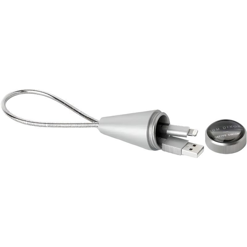 Кабель USB-A to Lightning Native Union Tom Dixon Stash Cone Cable Silver 0.15 м - фото 1