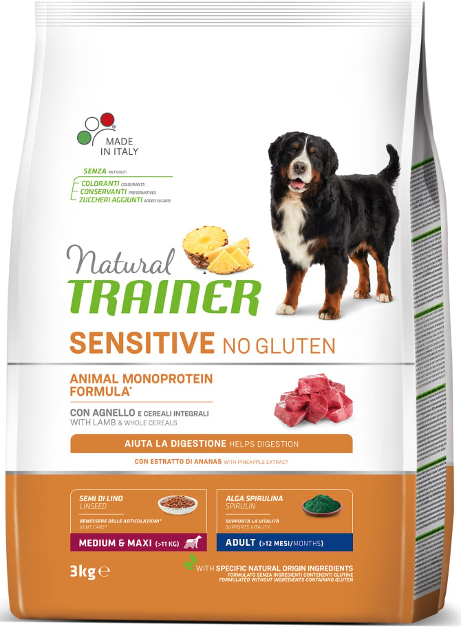 Монопротеиновый сухой корм для собак Natural Trainer Dog Sensitive Adult Medium&Maxi With Lamb, с ягненком, 3 кг - фото 1