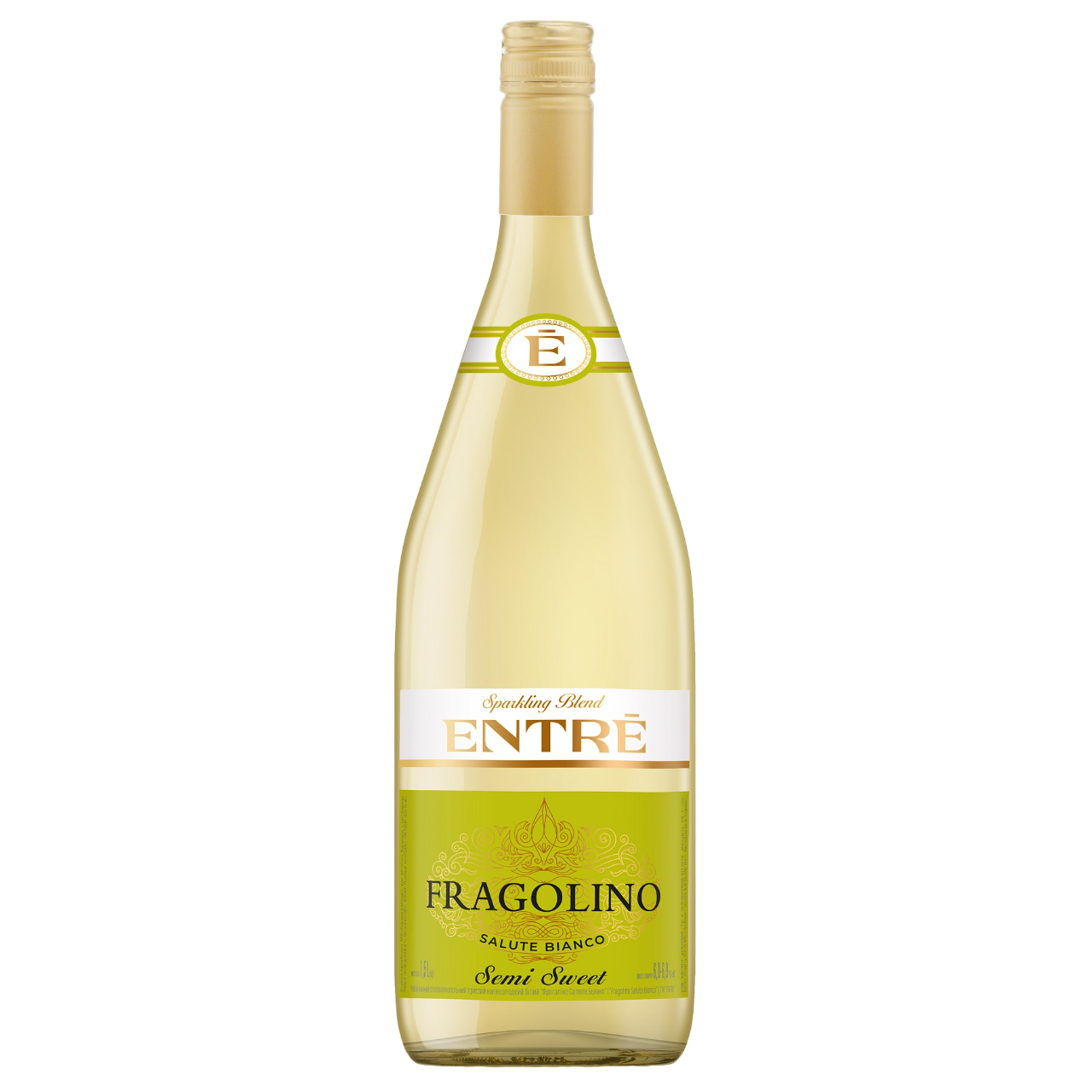 Напиток винный Entre Fragolino Salute Bianco, белый, полусладкий, 6-6,9%, 1,5 л - фото 1
