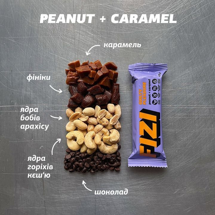 Батончик Fizi Guilty Pleasure Peanut + caramel у шоколадній глазурі 45 г - фото 6