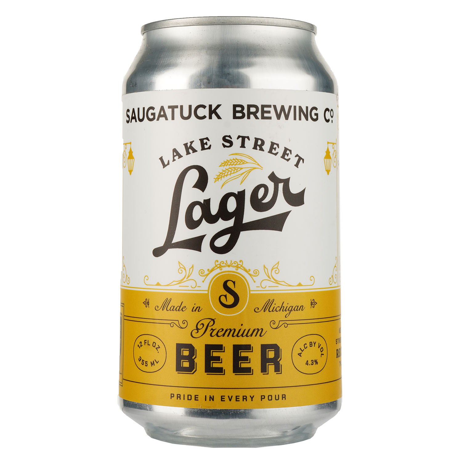 Пиво Saugatuck Lake Street Lager светлое, 4,3%, ж/б, 0,355 л - фото 1