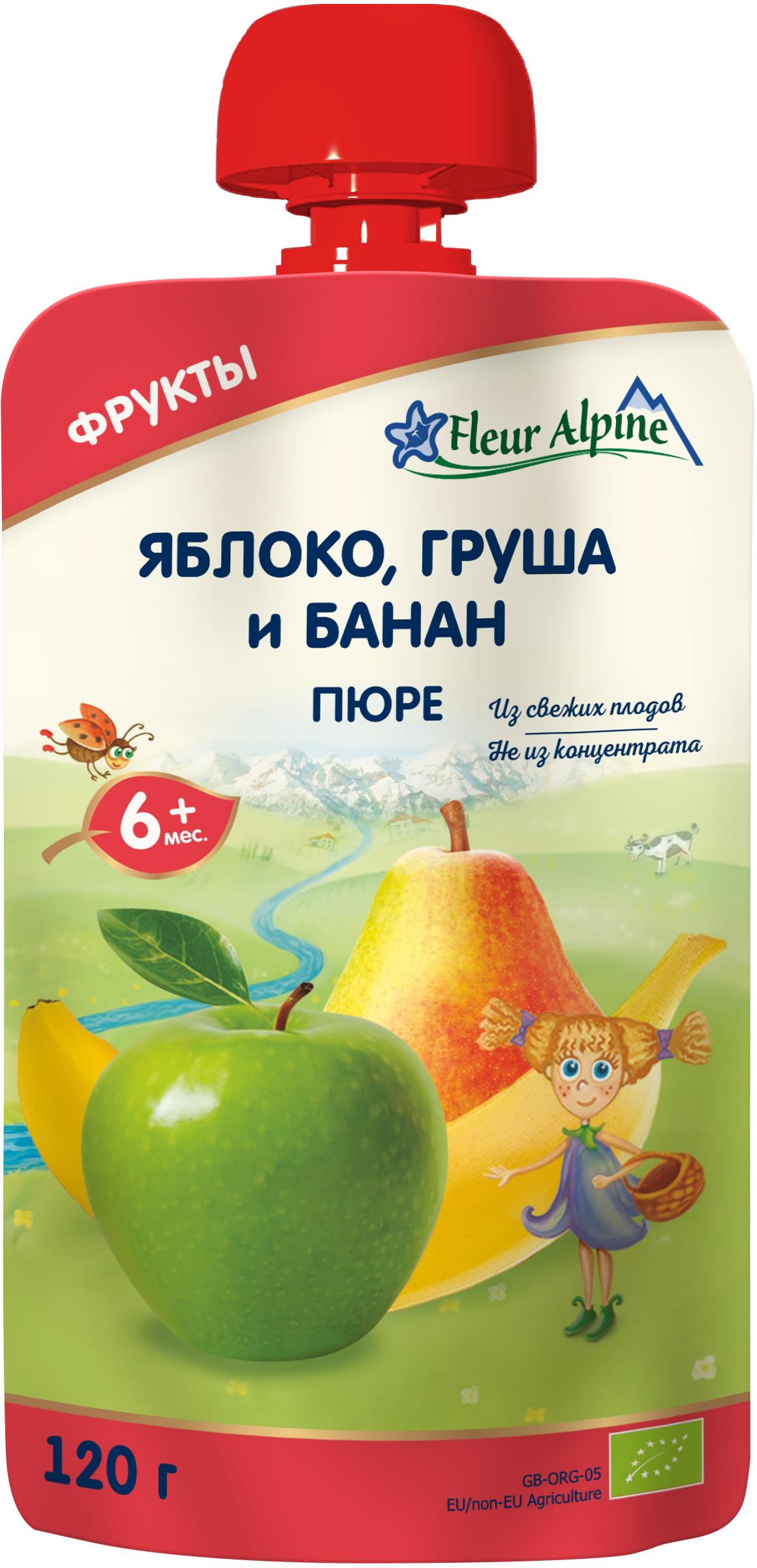 Фруктове пюре Fleur Alpine Pouch Органік Яблуко, груша і банан, 120 г - фото 1