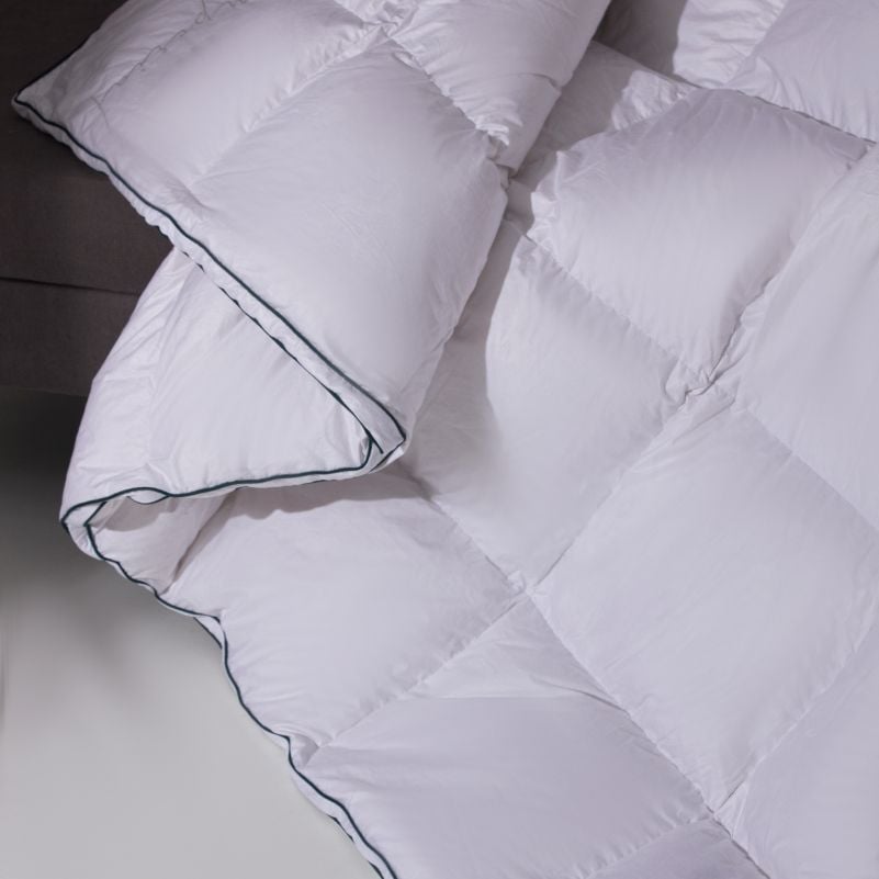 Одеяло пуховое MirSon Imperial Delight, зимнее, 110х140 см, белое с зеленым кантом - фото 6