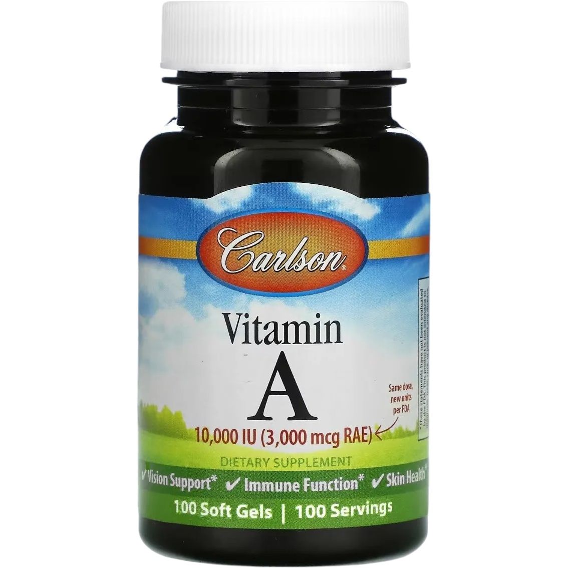 Витамин А Carlson Vitamin A 10000 МЕ 100 желатиновых капсул - фото 1