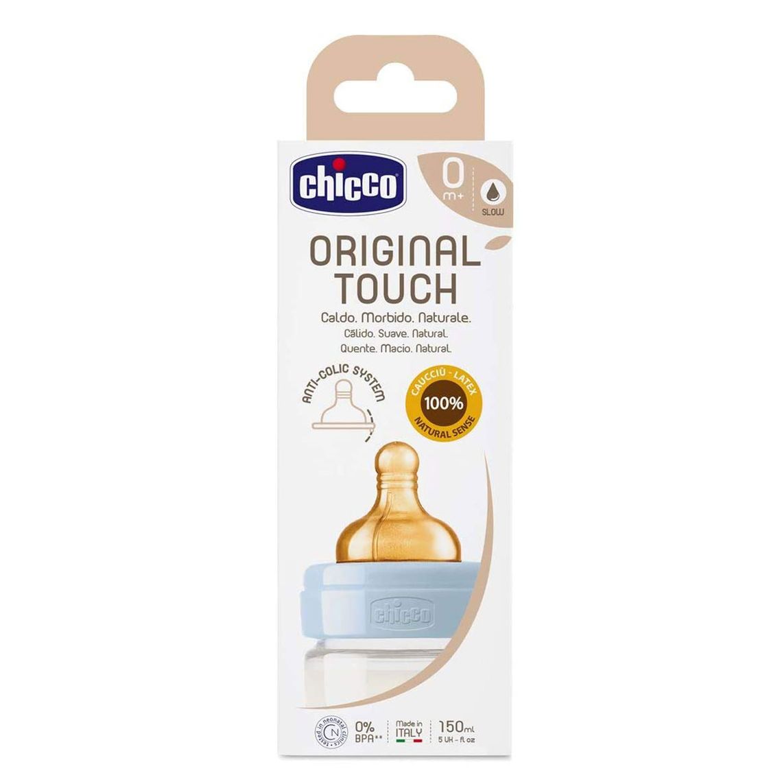 Пляшечка для годування Chicco Original Touch, з латексною соскою, 150 мл, блакитний (27610.20) - фото 4