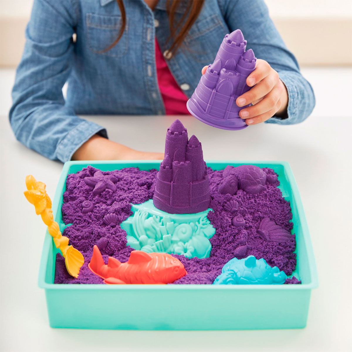 Набір піску для дитячої творчості Kinetic Sand V2 Замок з піску фіолетовий 454 г (71402) - фото 7