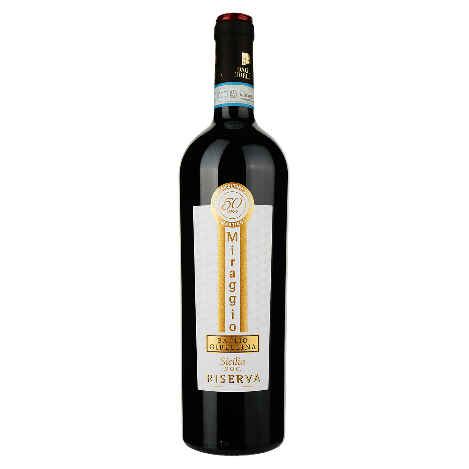 Вино Baglio Gibellina Miraggio Rosso Sicilia DOC Riserva, красное, сухое, 14%, 0,75 л - фото 1