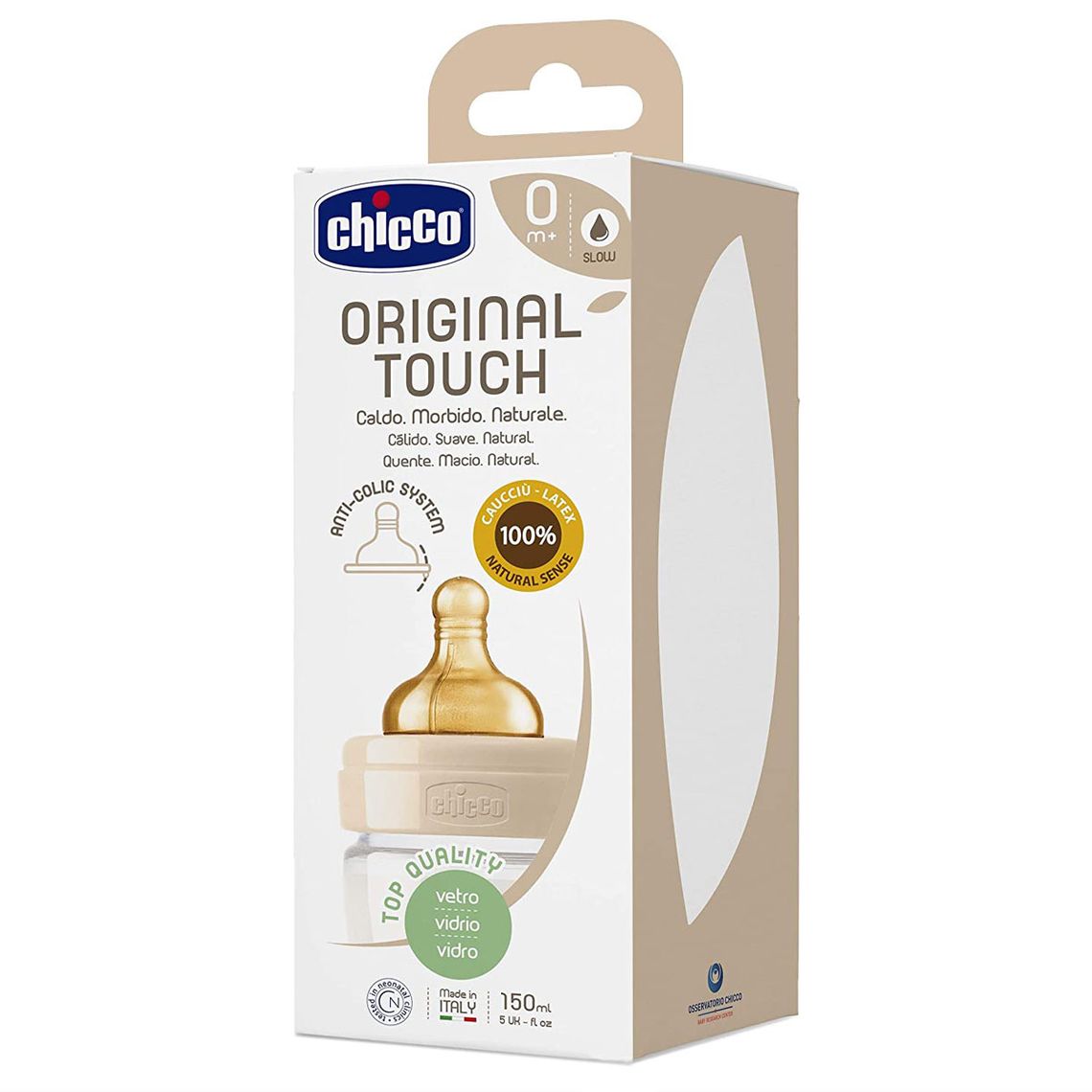 Бутылочка для кормления Chicco Original Touch, с латексной соской, 150 мл, бежевый (27710.30) - фото 3