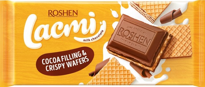Шоколад молочний Roshen Lacmi з шоколадною начинкою та вафлею, 105 г (819994) - фото 1