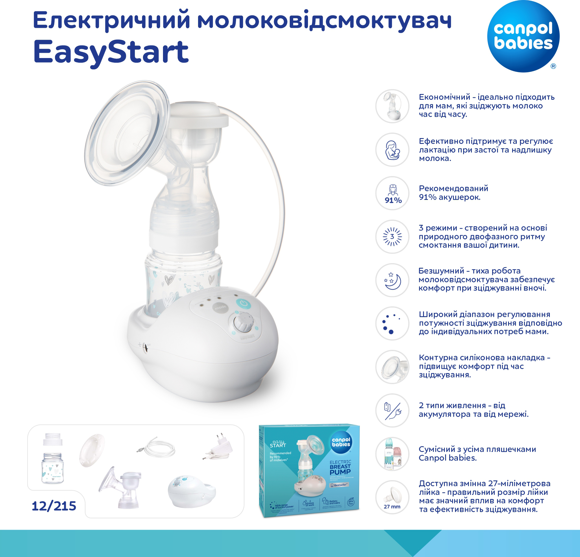 Молоковідсмоктувач електричний Canpol babies EasyStart (12/215) купити ...