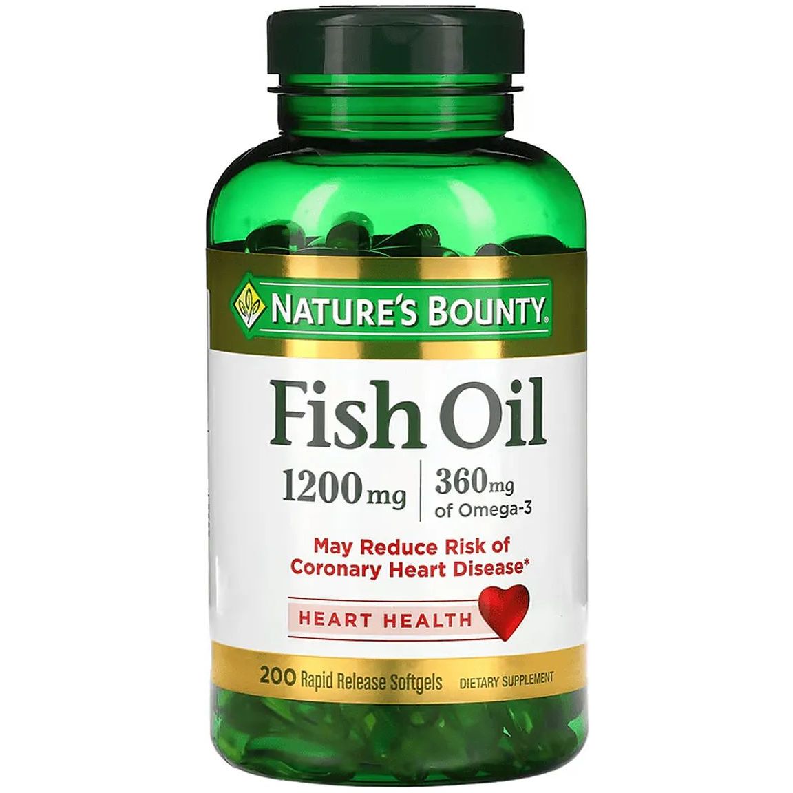 Рыбий жир Nature's Bounty Fish Oil 1200 мг 200 гелевых капсул - фото 1