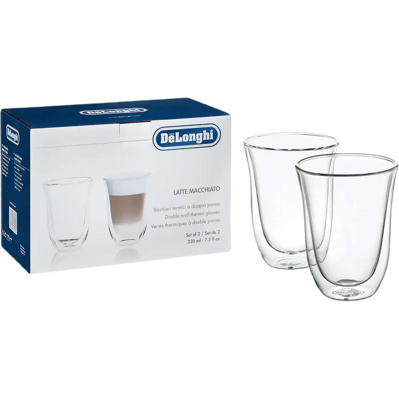 Набор стаканов DeLonghi Latte Macchiato 220 мл 2 шт. (5513284171/5513214611) - фото 1