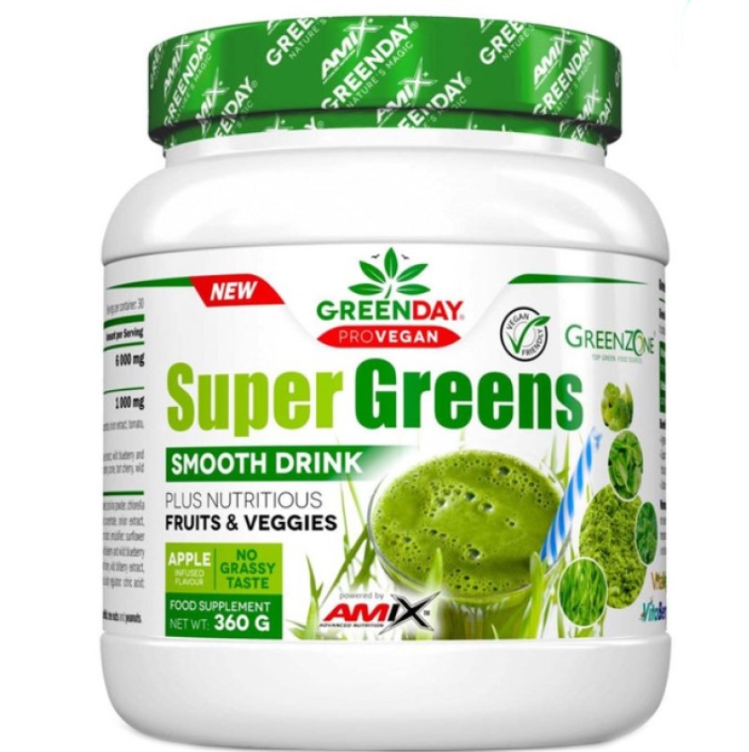 Порошок Amix GreenDay Super Greens Smooth Drink Зеленое яблоко 360 г - фото 1