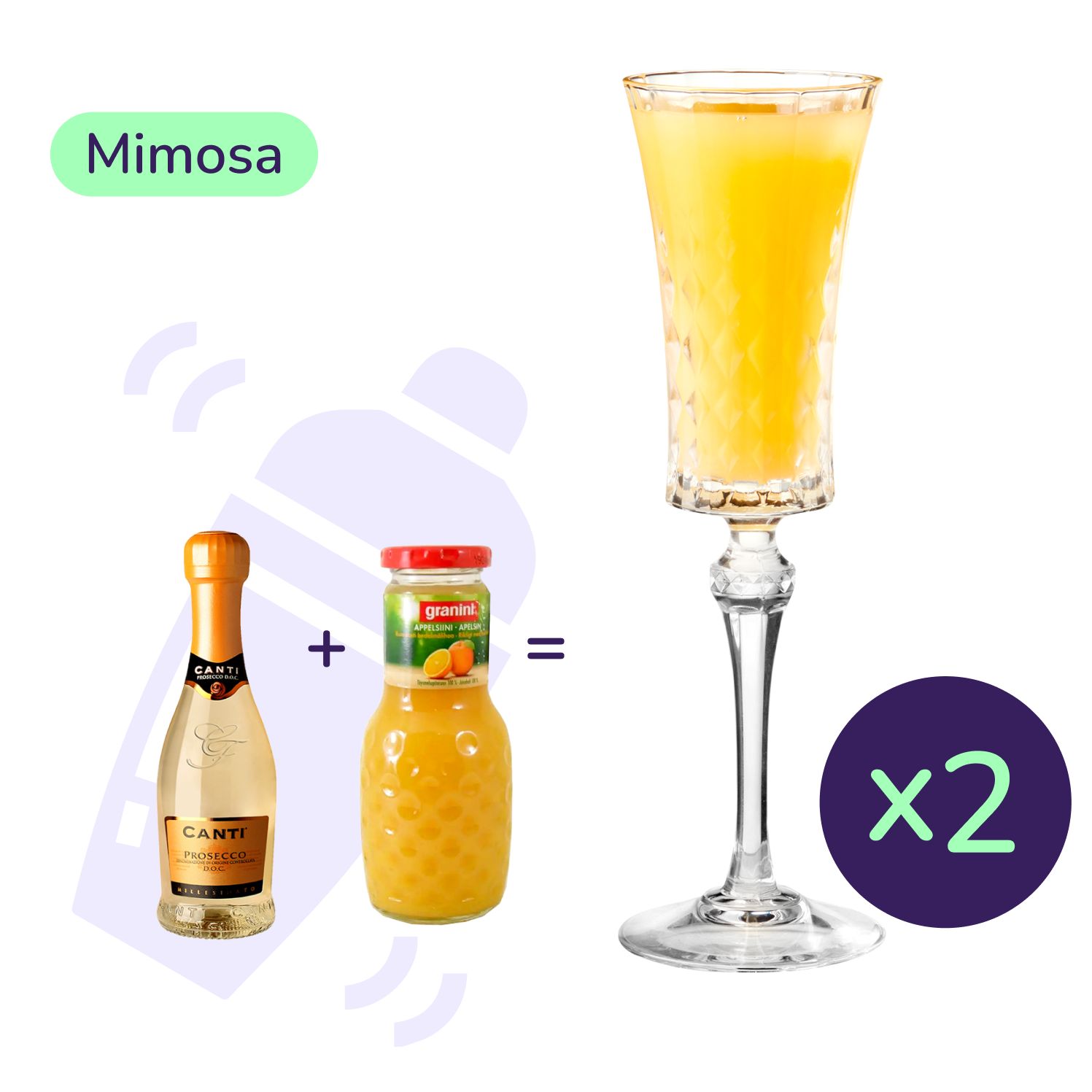 Коктейль Mimosa (набір інгредієнтів) х2 на основі Canti Prosecco - фото 1